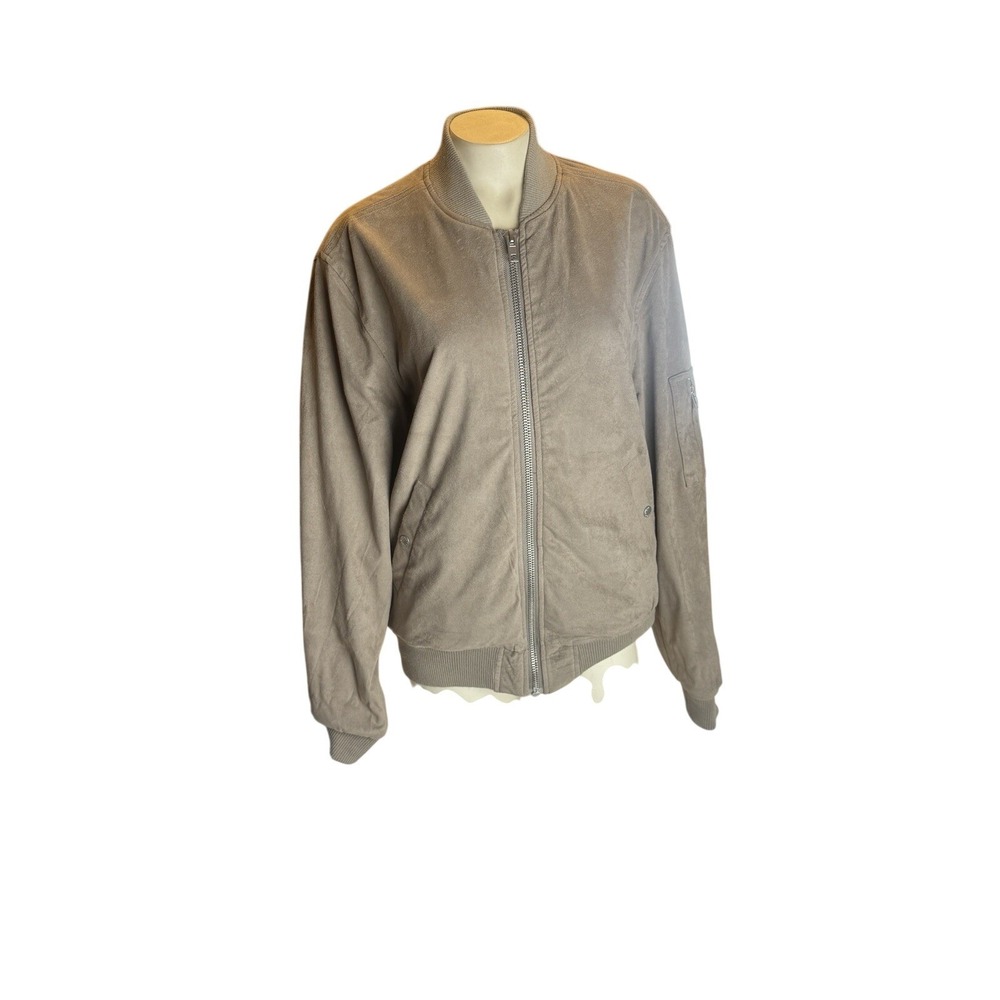 Slate & Stone faux suede Bomber Jacket Full Zip Band Collar Size M